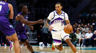 Keyonte George drives.