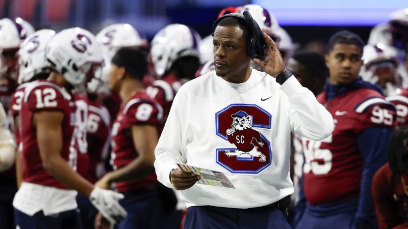 South Carolina State head coach Chennis Berry watches the action during the second half of the 2024 Celebration Bowl on Dec. 14, 2024, at Mercedes-Benz Stadium in Atlanta.