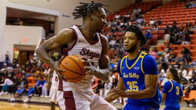 Tuskegee University forward Kusamae Draper (left) is averaging 18.2 points, 7.0 rebounds and 1.4 steals per game.
