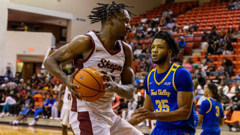Tuskegee University forward Kusamae Draper (left) is averaging 18.2 points, 7.0 rebounds and 1.4 steals per game.