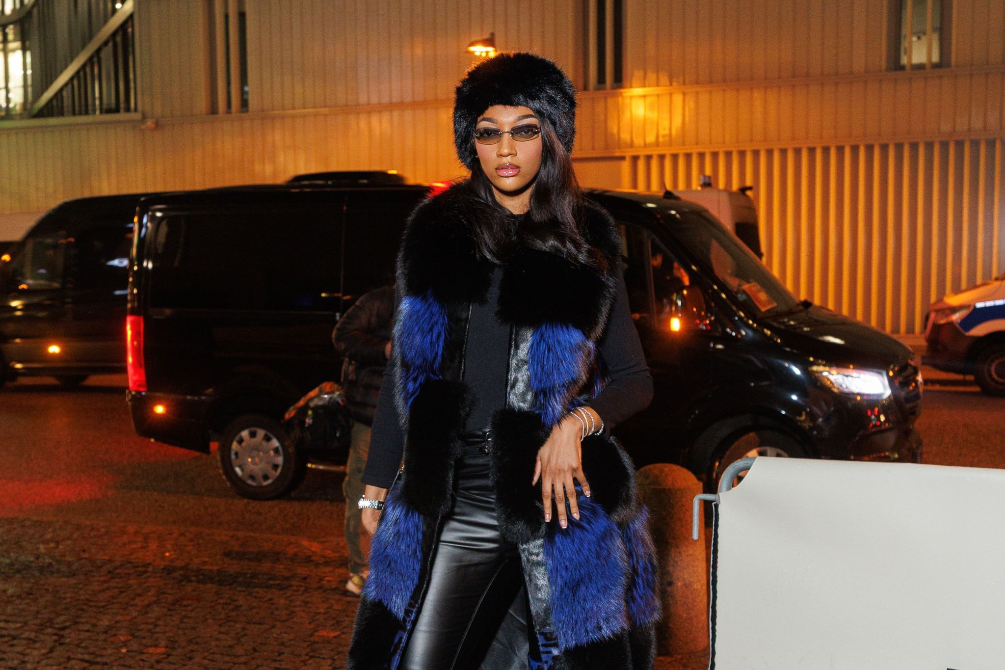 Angel Reese arrives for a game