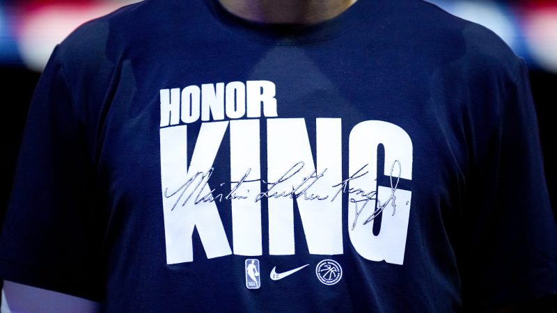 A graphic on a shirt honoring Martin Luther King Jr.