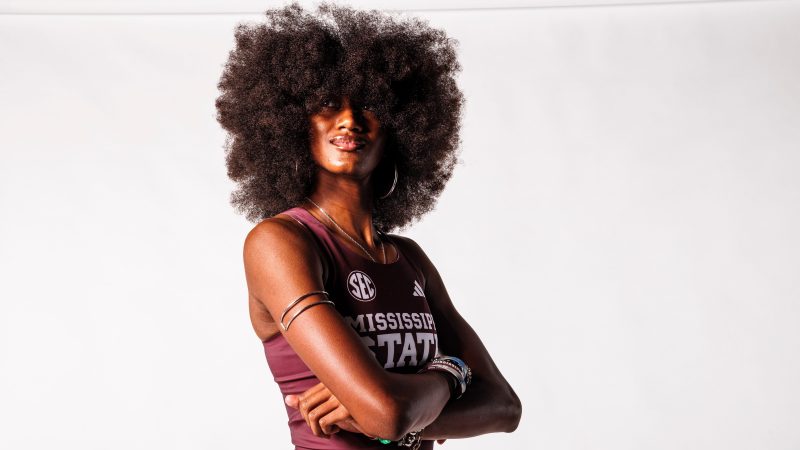 India Thorpe poses for a photo during track and field Media Day on Oct. 30, 2025, at the Holliman Athletic Center at Mississippi State University in Starkville, Mississippi.
