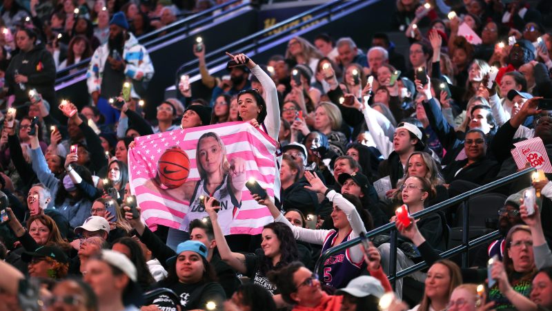 Unrivaled fans in the stands cheer during a game between the Breeze and the Phantom basketball clubs on Jan. 30, 2026, at Xfinity Mobile Arena in Philadelphia.