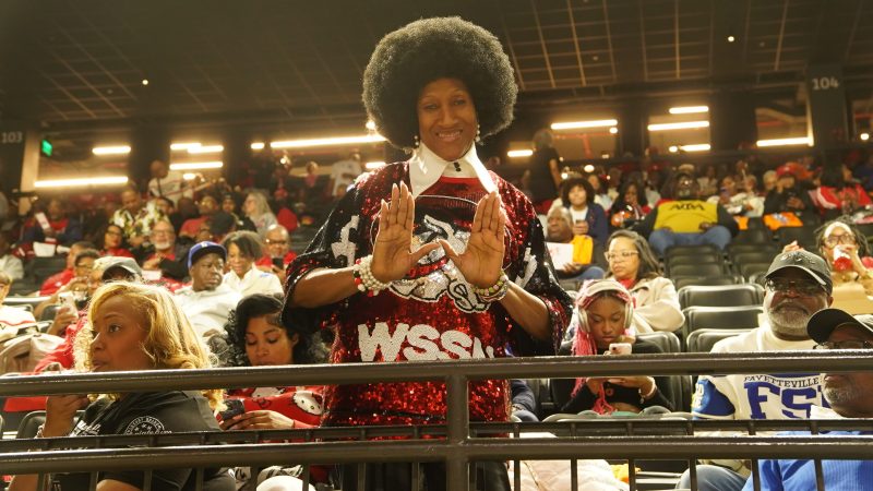 Kadis “Mama Kay” Hingleton Hull, who played for Winston-Salem State's women's basketball team in 1975, celebrates the program's first Central Intercollegiate Athletic Association (CIAA) championship.