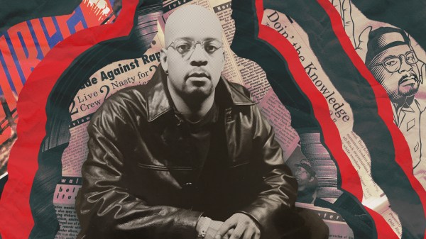 Photo Illustration of James Bernard surrounded by newspaper clippings.