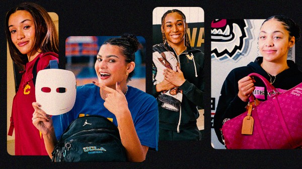 Four photo collage of USC's Jazzy Davidson, UCLA's Lauren Betts, Vannderbilt's Mikayla Blakes and NC State's Khamil Pierre.