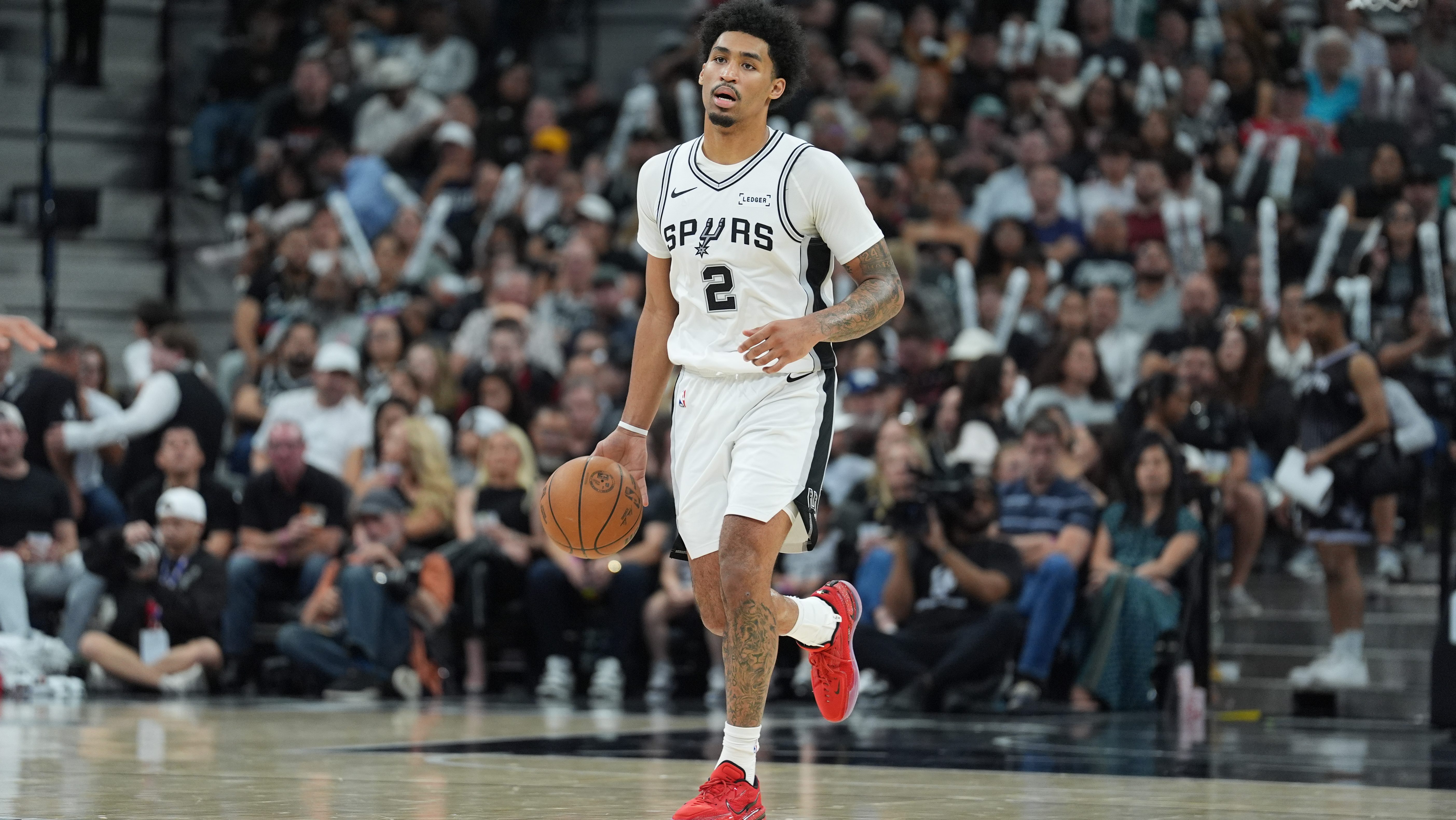 San Antonio Spurs rookie guard Dylan Harper couldn't be in a