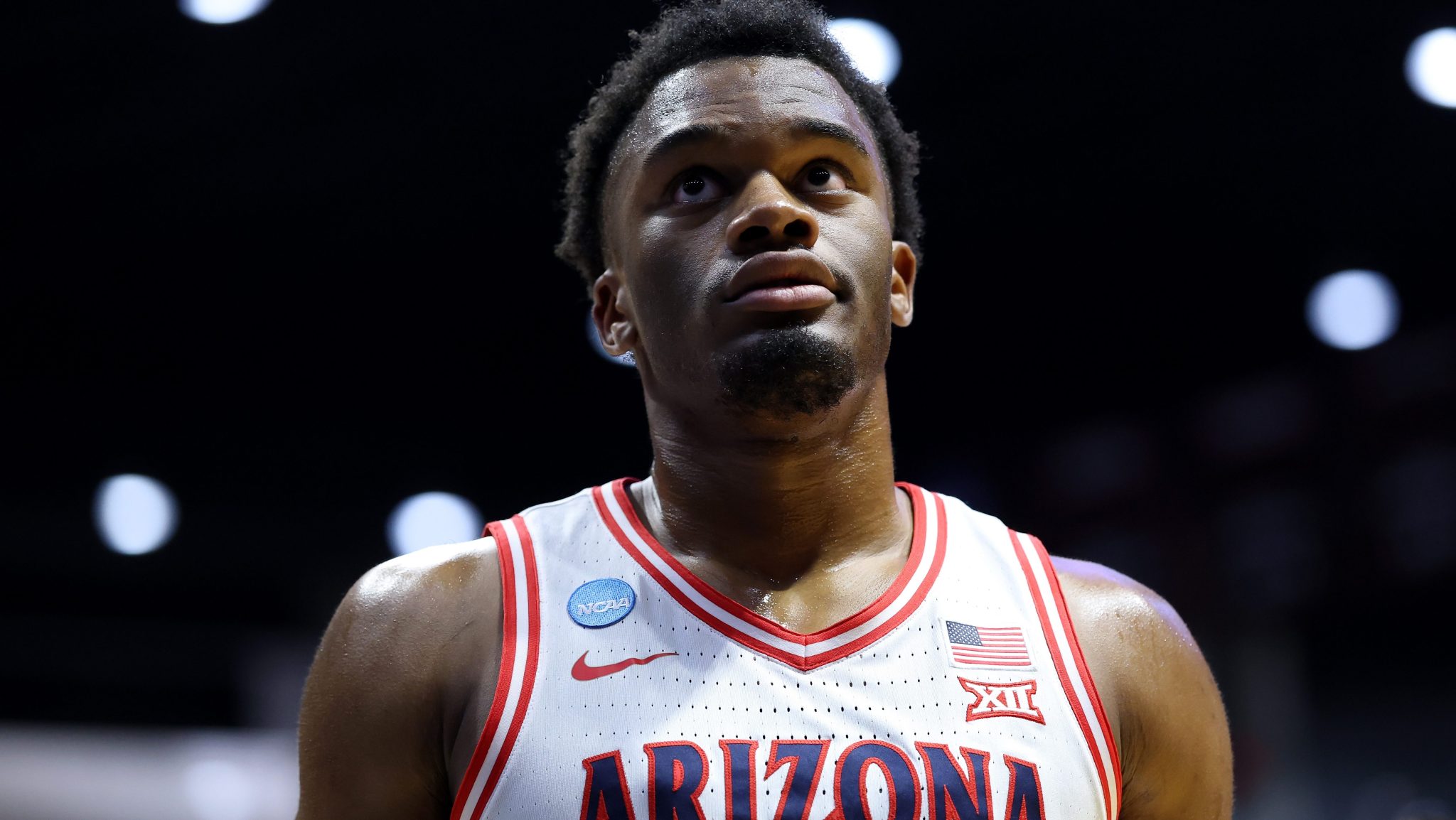 Tobe Awaka looks up on the court.