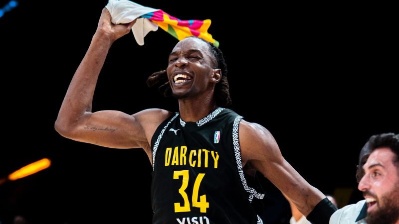 Hasheem Thabeet celebrates during a game.