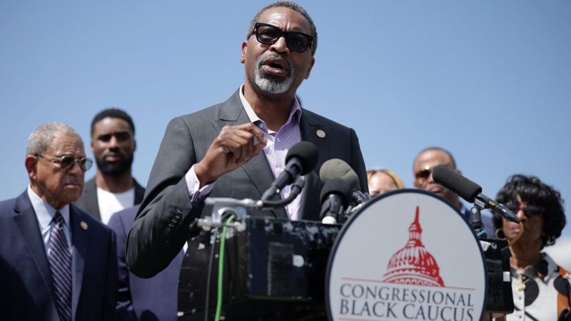 NAACP President Derrick Johnson speaks during a news conference
