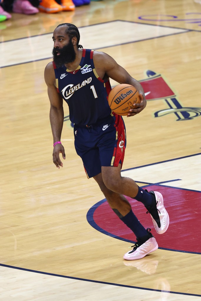 James Harden handles the ball