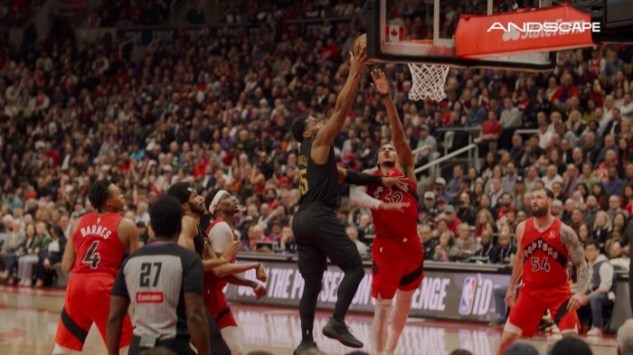 Donovan Mitchell going up for a basket