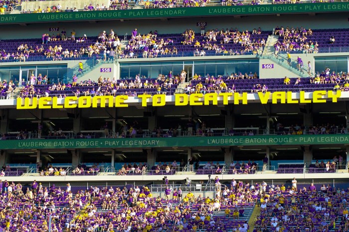 Welcome to Death Valley sign during a game at LSU
