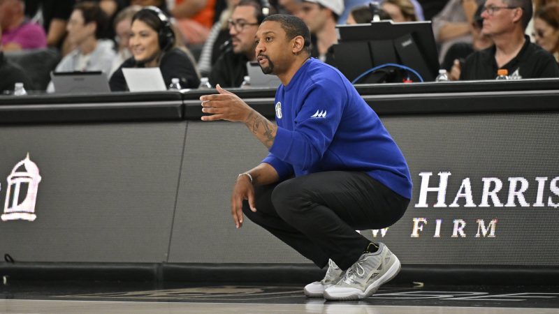 Chicago Sky head coach Tyler Marsh watches his team play the Las Vegas Aces on Sept. 7, 2025, at T-Mobile Arena in Las Vegas.
