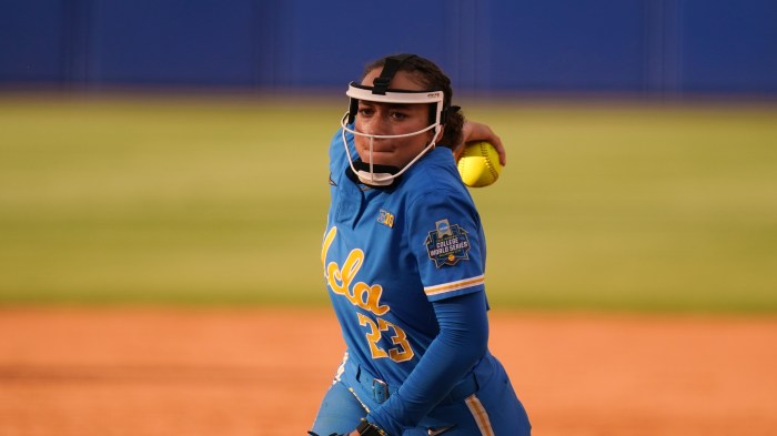 "I hope that I am inspiring a younger generation," UCLA pitcher Taylor Tinsley said, adding that she loves when young Black girls approach her after games. 