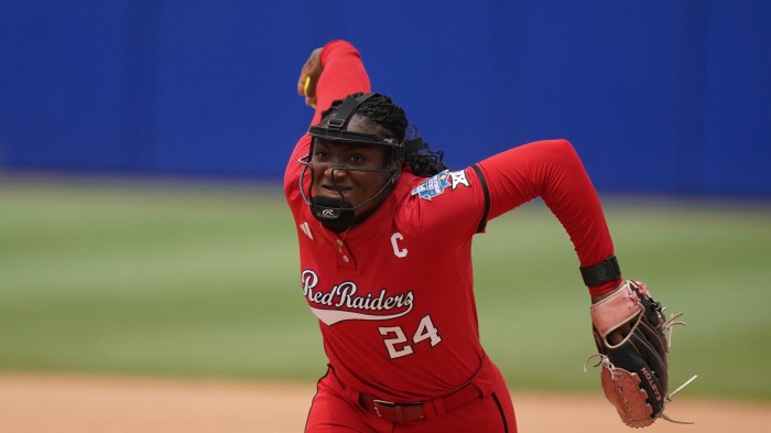 Texas Tech pitcher Nijaree Canady, who was in high school during Odicci Alexander's star turn at the 2021 Women's College World Series, drew inspiration from Alexander. 