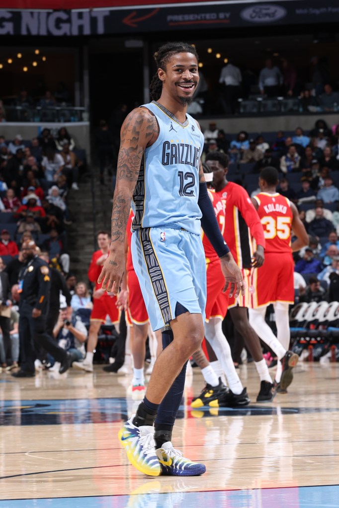 Memphis Grizzlies guard Ja Morant wearing the Nike Ja 3 "Murray State" sneakers