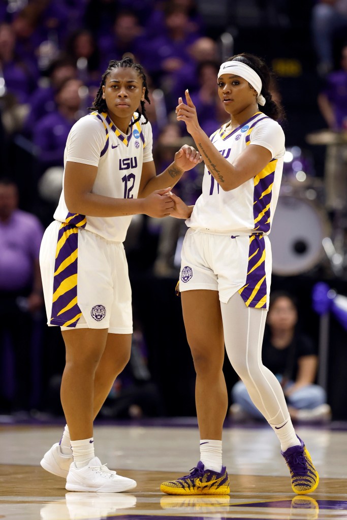 LSU Tigers guard Zakiyah Johnson wearing Nike Ja 3 PE "LSU" sneakers during a game