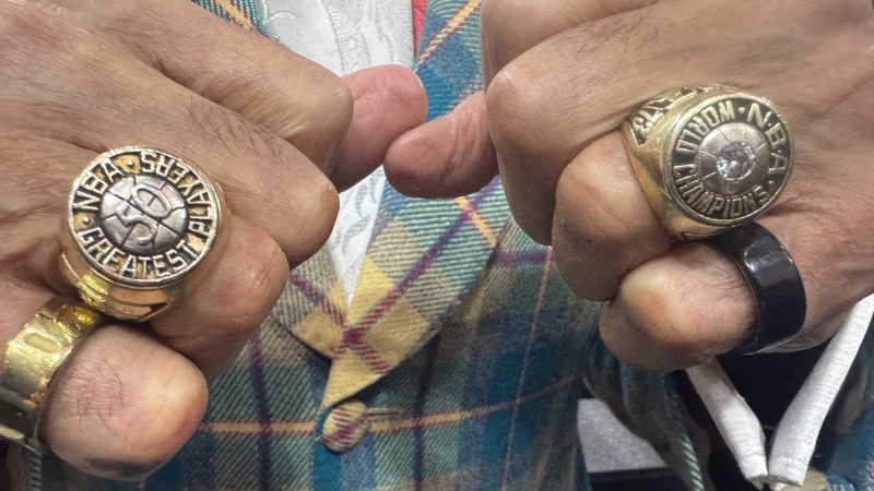 A close-up of Walt Frazier's rings.