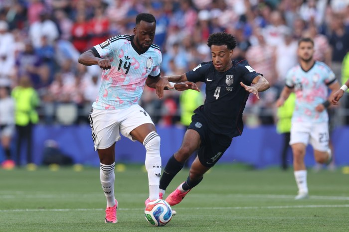 Belgium's Dodi Lukebakio controls the ball against United States' Tyler Adams.