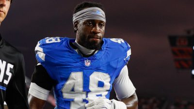 Detroit Lions linebacker Erick Hunter walks off the field