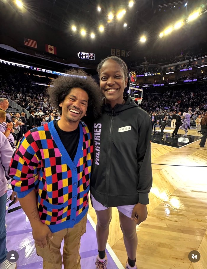 Mychal Threets and Golden State Valkyries center Nadia Fingall.