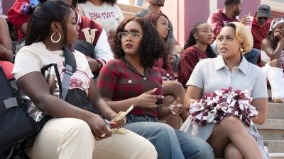 Alijah Kai (from left), Maleah Joi Moon and Kennedi Reece act out a scene from Netflix's "A Different World" sequel.