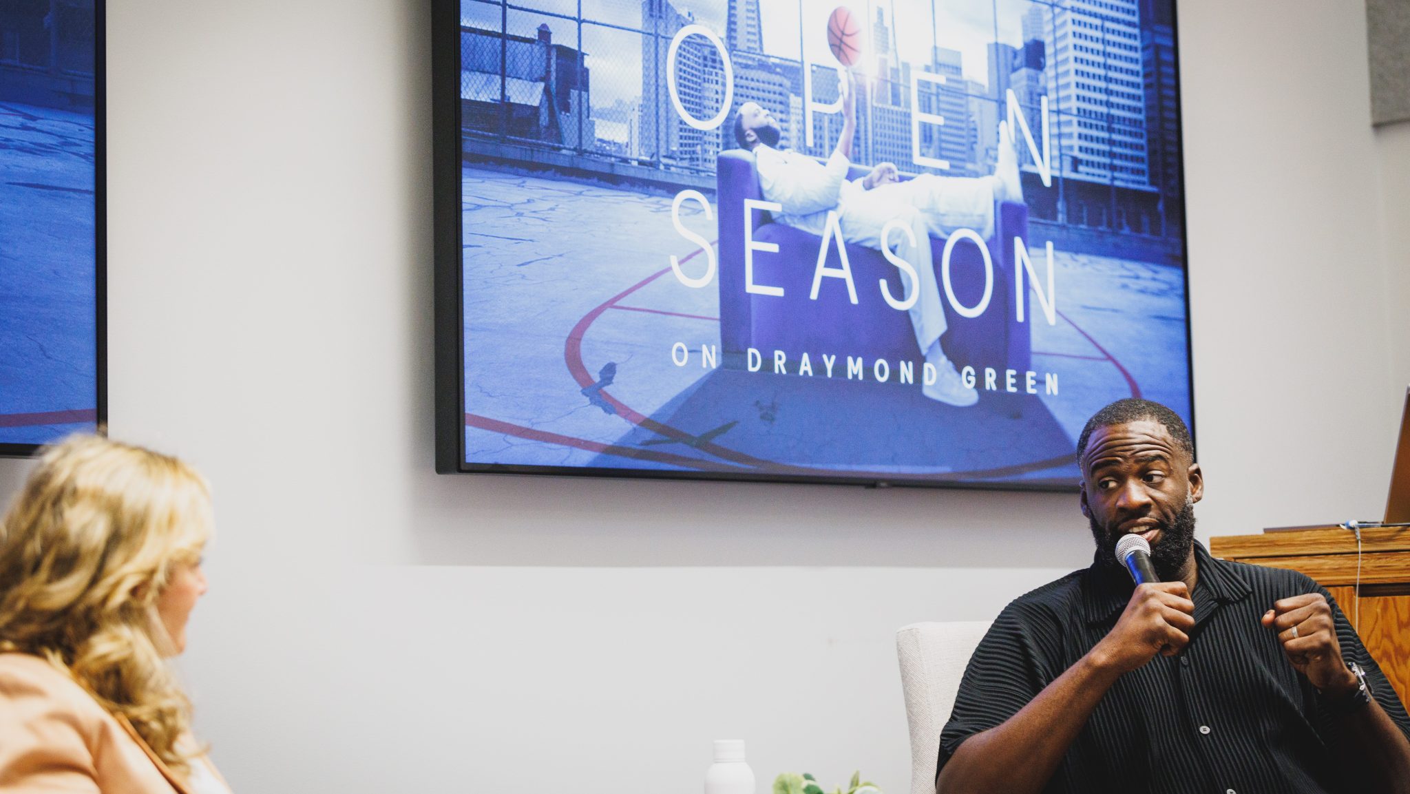 Draymond Green gets interviewed during his new docuseries.