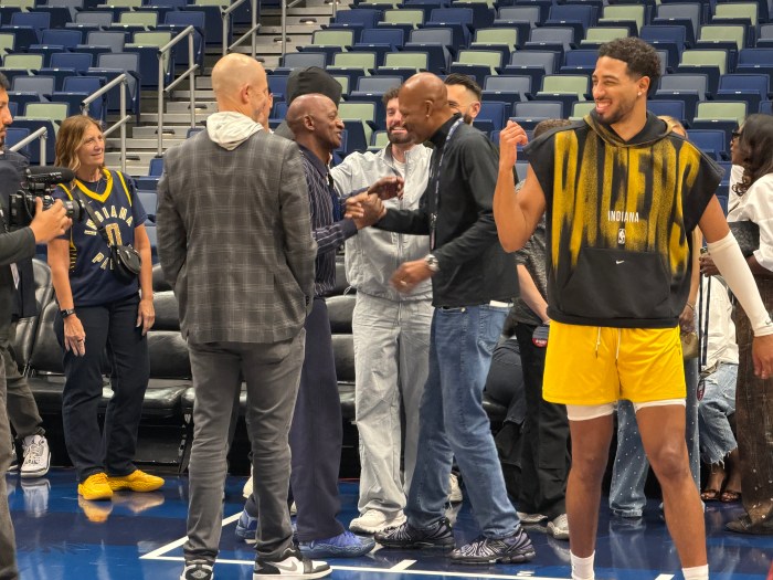 Tyrese Haliburton smiles as family and friends celebrate his return to the court.