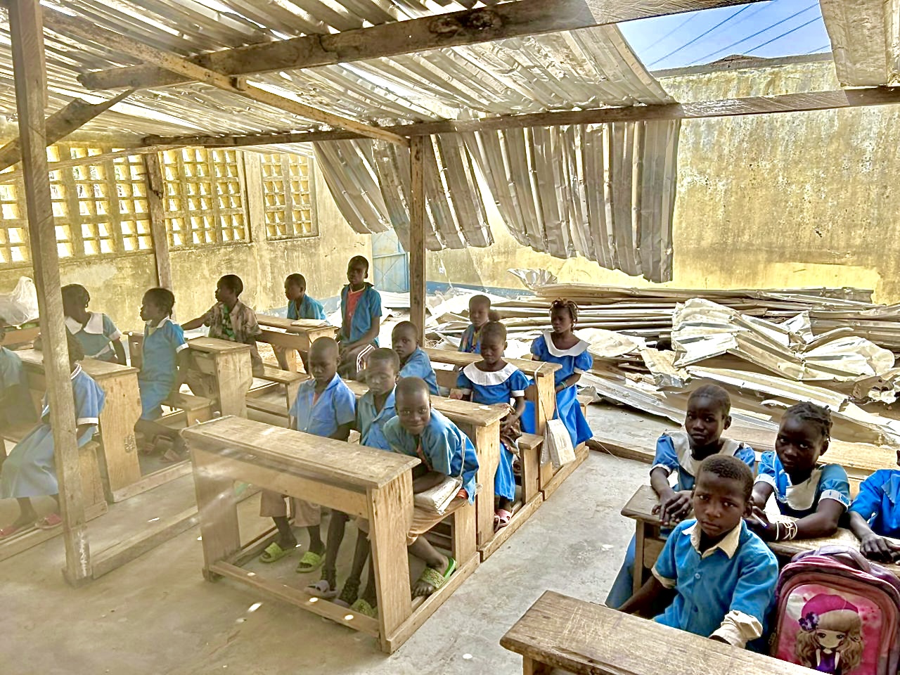 Children at a school being built.
